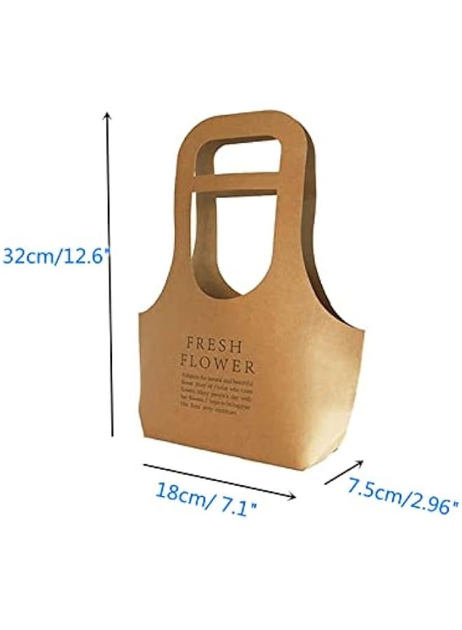 لونج اكس ان سيريز 10 قطع من اكياس الزهور الورقية من ورق الكرافت، سلة حامل زهور، سلة هدايا من ورق الكرافت، حقيبة ترتيب الزهور، صندوق هدايا، ديكور المنزل، هدايا الزفاف والعطلات - Image 1
