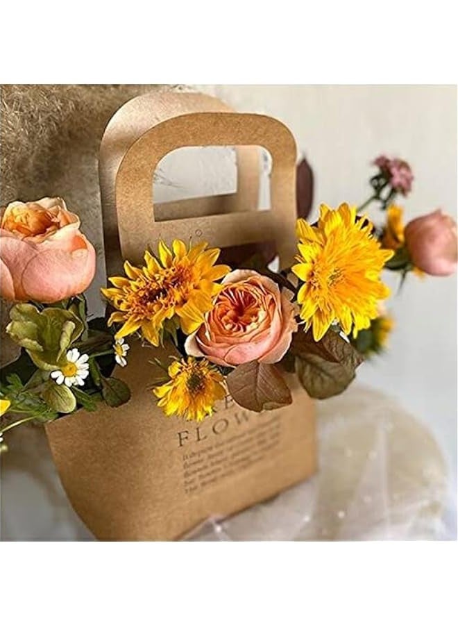 لونج اكس ان سيريز 10 قطع من اكياس الزهور الورقية من ورق الكرافت، سلة حامل زهور، سلة هدايا من ورق الكرافت، حقيبة ترتيب الزهور، صندوق هدايا، ديكور المنزل، هدايا الزفاف والعطلات - Image 4