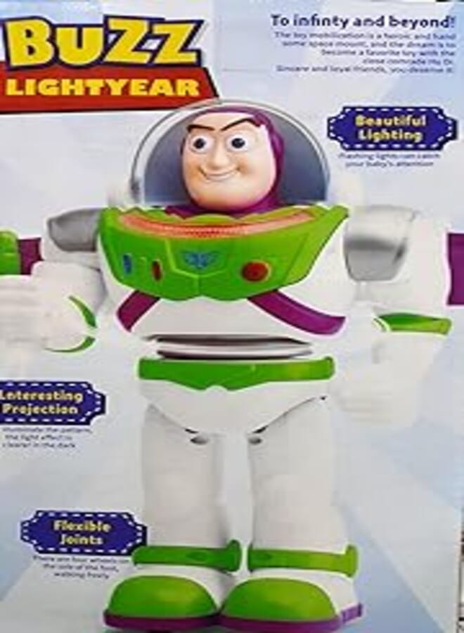 Toy StoryBuzz Projector/Legs Walking/Middle Wrap/Helmet Open/Wing Unfold/Music and Lighting/32cm Length/Work with 2 Pen Stones/Develop Imagination and Intelligence of Child and Integration Feels Safe 
