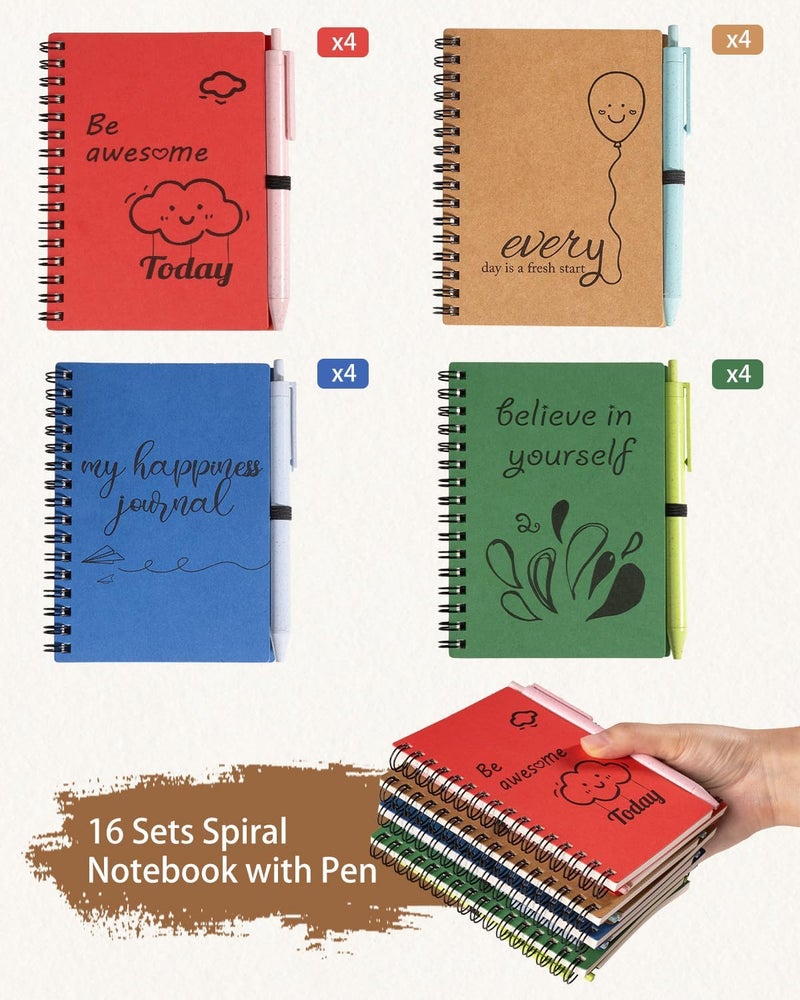 Dynta 16 Set Small Journals with Pens, 4x5.5 Inch Inspirational Notebooks Bulk, Appreciation Thank You Gifts for Coworkers Teachers Students - Image 3
