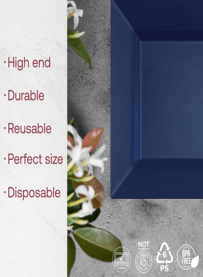 Smarty Had A Party Disposable Plastic Dessert Plates, 6.5" Heavy Duty Square Blue Salad Plates for Appetizers, Cakes, and Events, Bulk Supplies for All Occasions (120 Count) - Image 2