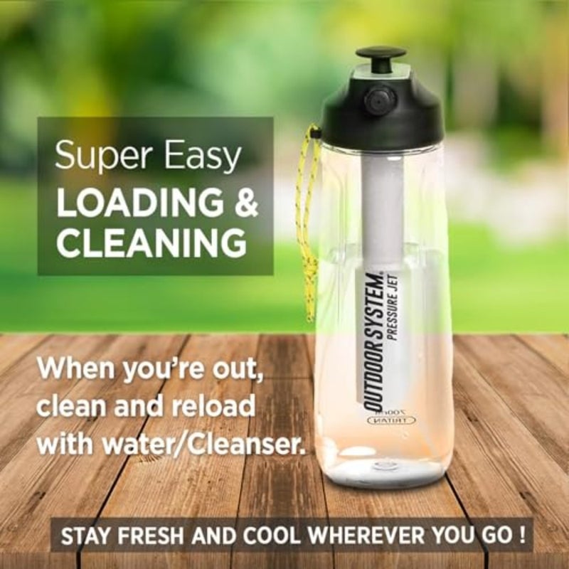 Outdoor System Pressure Jet Spray Bottle 700ml, 24oz Portable Personal Water Bottle Spray Mister w/Jet, Shower or Mist Settings, Hand Body Wash, Camp Shower, Face Mister, Beach, Gym, Camping, Boating - Image 5