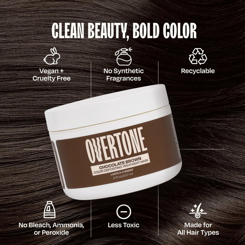 Overtone Semi Permanent Hair Color Conditioner, Chocolate Brown, 8 oz, Nourishing, Damage-Free, Color Depositing Mask for All Hair Types with Shea Butter & Coconut Oil, Vegan & Cruelty-Free - Image 5