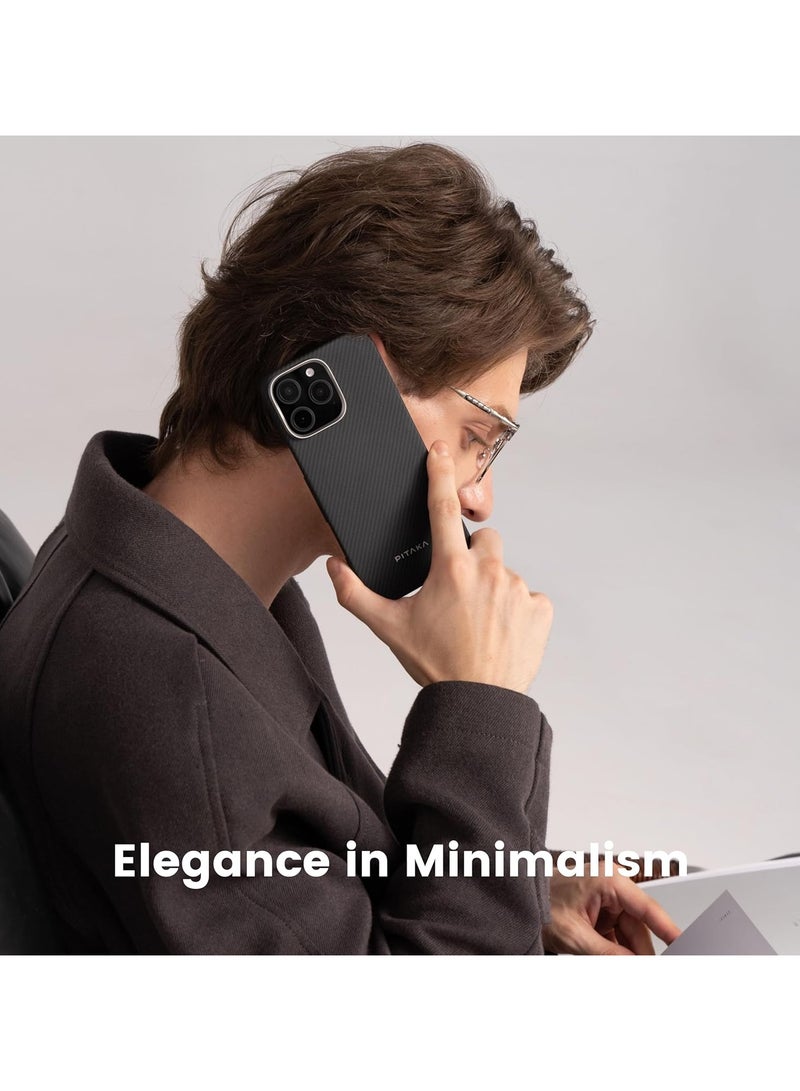 pitaka for iPhone 16 Pro Max Case Compatible with MagSafe, Thin & Light Case iPhone 16 Pro Max with a Caseless Feel, 600D Aramid Fiber Woven [Ultra Slim Case-Black/Grey (Twill)] - Image 4