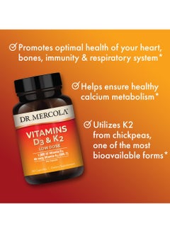 Dr. Mercola Vitamins D3 & K2 Low Dose, 1,000 IU Vitamin D3 & 45 mcg Vitamin K2 (MK-7) Per Capsule, 30 Capsules, Dietary Supplement  - Image 4