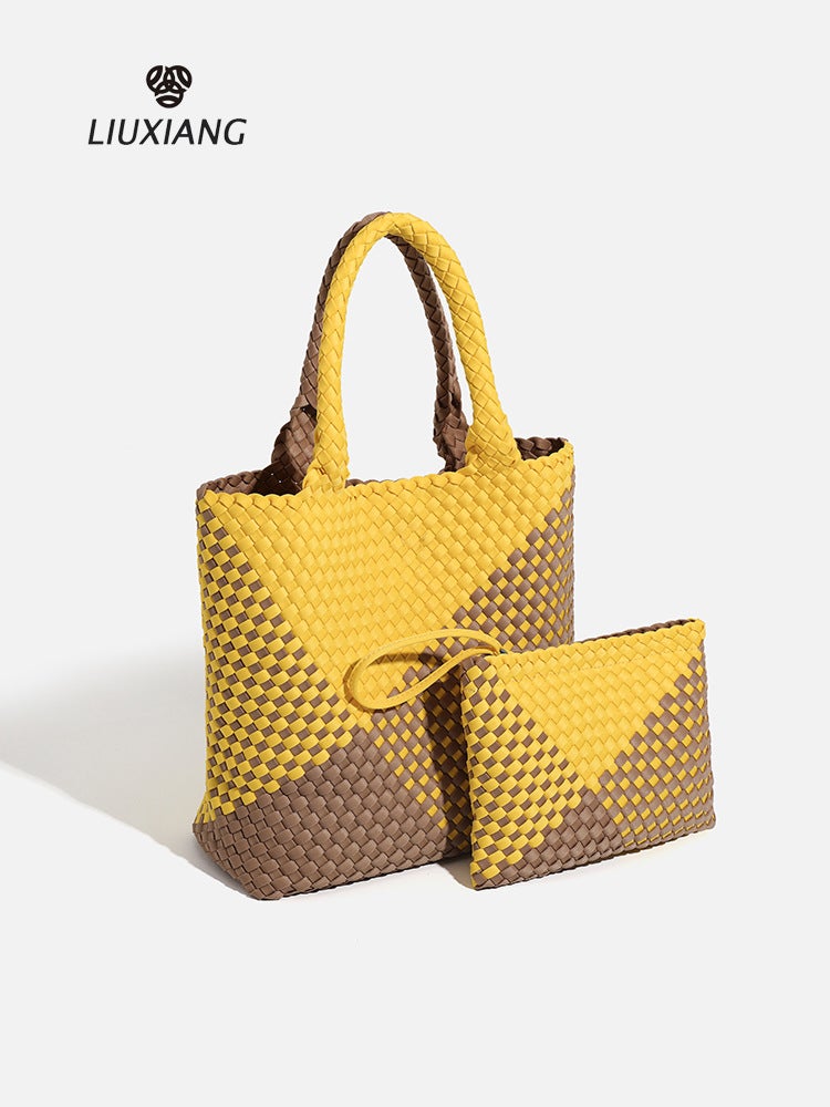 Soft Leather Bucket Bag Woven Tote Bag Big Bag Handbag Bags Basket Bag - Image 2