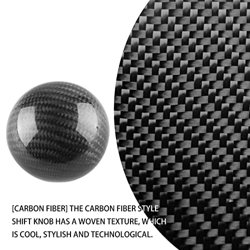YIUIY Round Ball Shift Knob 5 6 Speed Carbon Fiber Gear Shifter Knob for Manual Automatic Vehicles with Adapters M12x1.25 M8x1.25, M10x1.25, M10x1.5 (Black) - Image 5