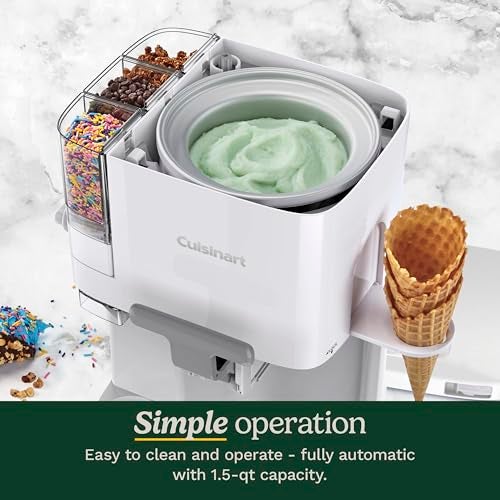 Cuisinart Soft Serve Ice Cream Machine- Mix It In Ice Cream Maker for Frozen Yogurt, Sorbet, Gelato, Drinks 1.5 Quart, White, ICE-48 - Image 4