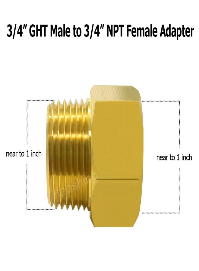 Hooshing 2PCS Brass Garden Hose Adapter 3/4" GHT Male to 3/4" NPT Female Connector,GHT to NPT Garden Hose to Pipe Fittings - Image 2