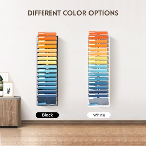 SUPEASY 17-Tier Wall File Holder Organizer with Hooks, Mesh Hanging File Organizer, Mail Organizer Wall Mounted for Papers, Folders, Office Magazine Rack, Black - Image 2