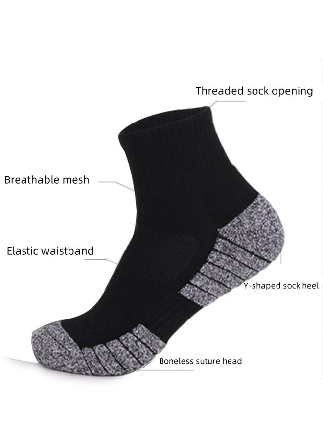 شبيلي جوارب رياضية قطنية بطول الكاحل سميكة للتدريب وكرة السلة، طقم من 6 أزواج، ناعمة على البشرة، قابلة للتهوية وطاردة للرطوبة، مضادة للروائح، بحافة مطاطية عالية المرونة، متينة ولا تكوّن وبرًا، تمنح الدفء للاستخدام اليومي والسفر والرياضة (أسود) - Image 3