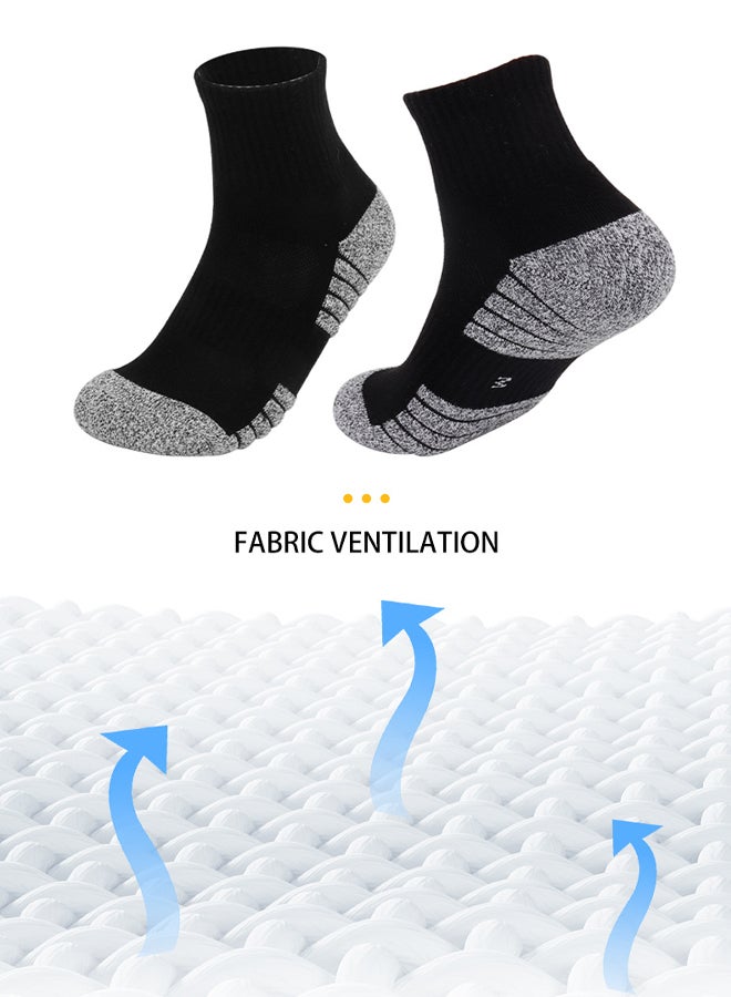 شبيلي جوارب رياضية قطنية بطول الكاحل سميكة للتدريب وكرة السلة، طقم من 6 أزواج، ناعمة على البشرة، قابلة للتهوية وطاردة للرطوبة، مضادة للروائح، بحافة مطاطية عالية المرونة، متينة ولا تكوّن وبرًا، تمنح الدفء للاستخدام اليومي والسفر والرياضة (أسود) - Image 2