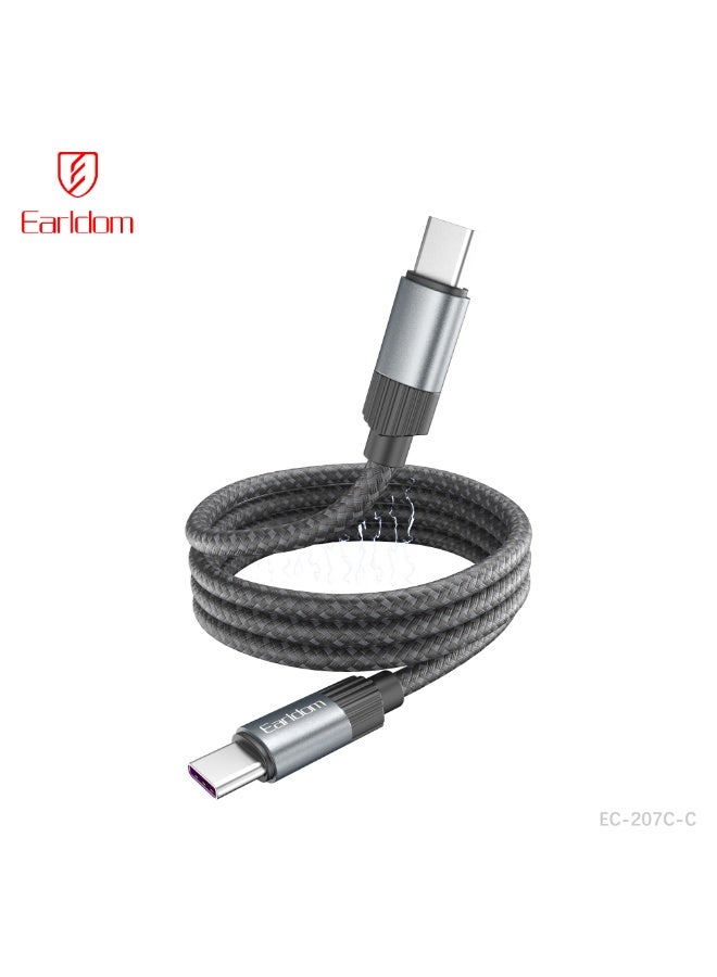 Earldom cable Magnetic  EC-207 Type-C to Type-C 60W 1 meter  – Black - Image 1