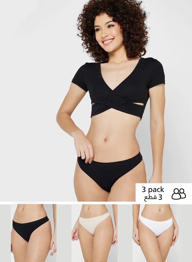 ONLY 3 Pack High Leg Thong