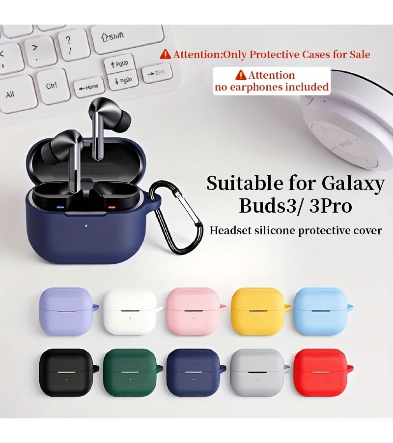 غطاء حماية من TPU الناعم العالمي لسماعات Galaxy Buds3 وBudz3 Pro باللون الأزرق منتصف الليل، مع خطاف مجاني مضاد للسقوط، خفيف الوزن ومحمول، فتحات دقيقة، غطاء كامل لعلبة السماعات - Image 1