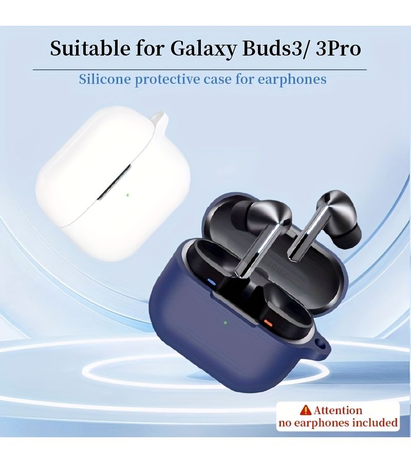غطاء حماية من TPU الناعم العالمي لسماعات Galaxy Buds3 وBudz3 Pro باللون الأزرق منتصف الليل، مع خطاف مجاني مضاد للسقوط، خفيف الوزن ومحمول، فتحات دقيقة، غطاء كامل لعلبة السماعات - Image 3