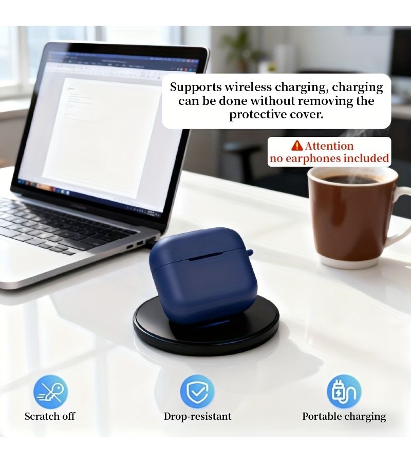 غطاء حماية من TPU الناعم العالمي لسماعات Galaxy Buds3 وBudz3 Pro باللون الأزرق منتصف الليل، مع خطاف مجاني مضاد للسقوط، خفيف الوزن ومحمول، فتحات دقيقة، غطاء كامل لعلبة السماعات - Image 4