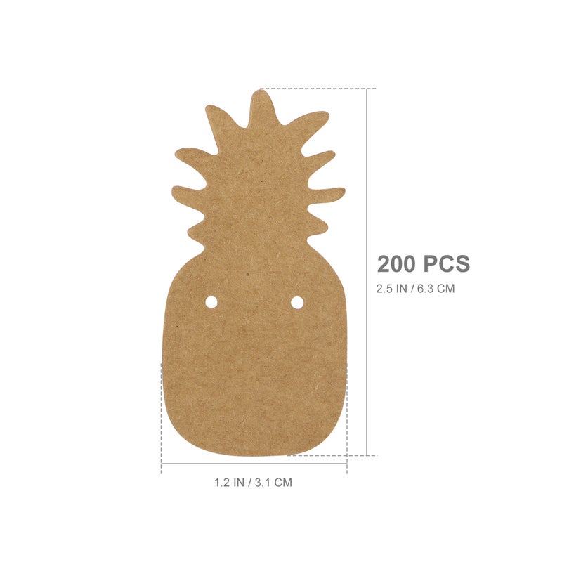 200PCS Pineapple Pattern Blank Kraft Paper Earring Ear Stud Display Cards Holders Earring Tags - Image 2