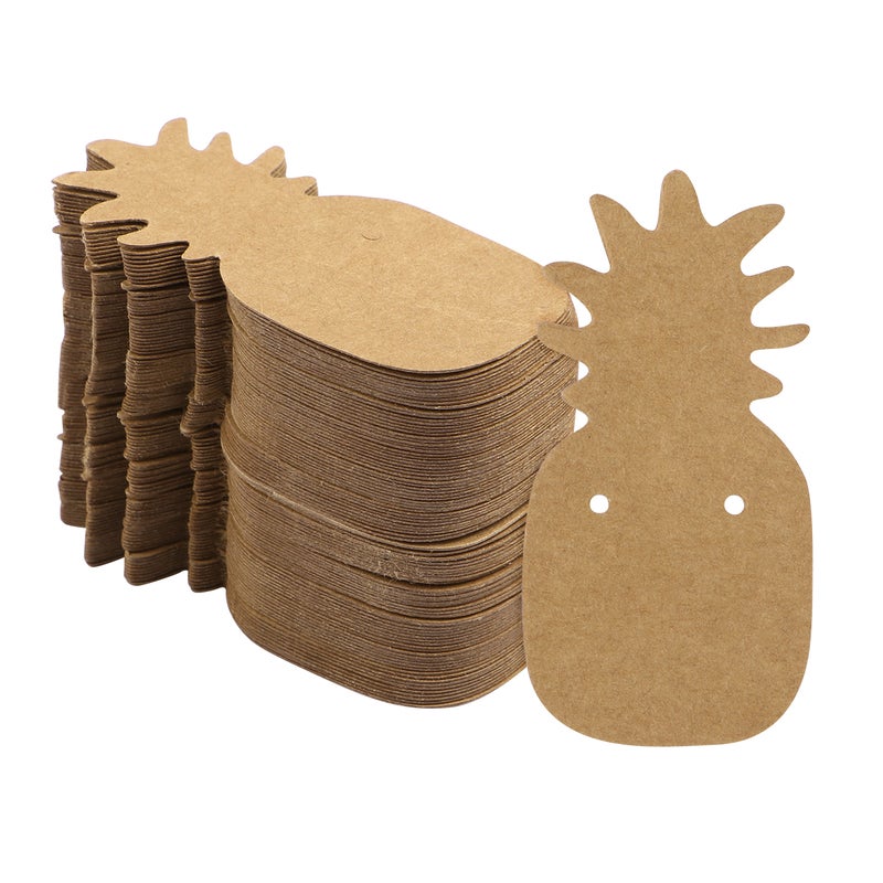 200PCS Pineapple Pattern Blank Kraft Paper Earring Ear Stud Display Cards Holders Earring Tags - Image 1