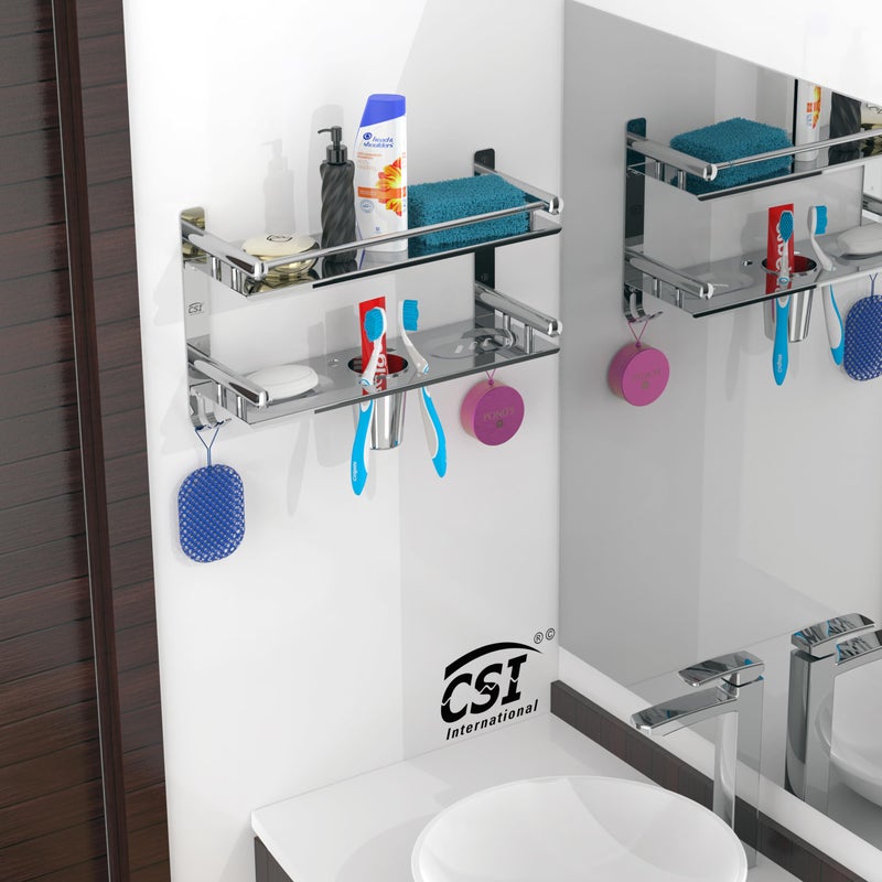 CSI INTERNATIONAL Stainless Steel Multi-use Rack/Bathroom Shelf/Kitchen Shelf/Bathroom Rod/Bathroom Accessories Stainless Steel Wall Shelf - Image 5
