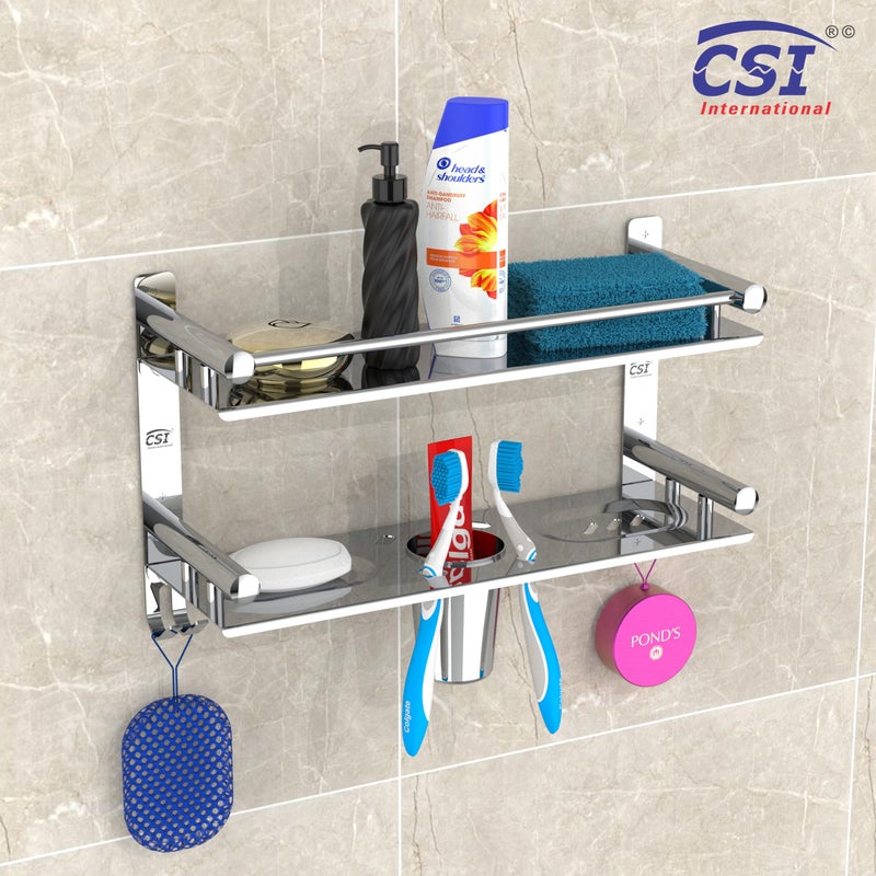 CSI INTERNATIONAL Stainless Steel Multi-use Rack/Bathroom Shelf/Kitchen Shelf/Bathroom Rod/Bathroom Accessories Stainless Steel Wall Shelf - Image 3