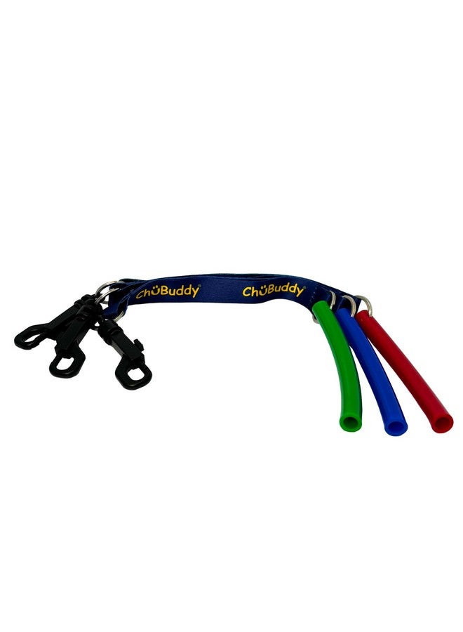 CHU-BUDDY Chubuddy Strong Tubes 3 Pack, Blue, Green & Red - Clip-on- Sensory Chewable Toy for Ages 3+ | Autism, ADHD, Oral Sensory, Special Needs - Image 1