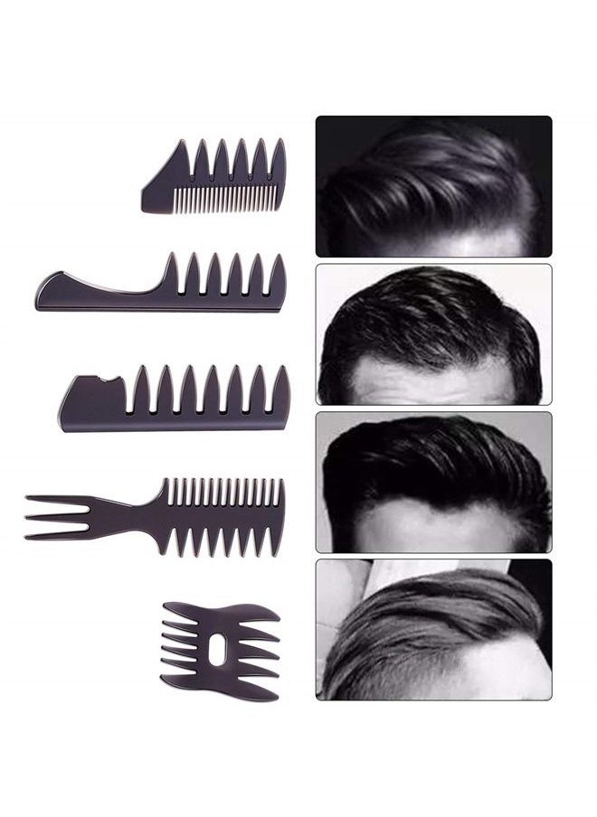 EastyGold - Styling Hair Comb Set Salon Barber Hairstylist Comb 5 Pack Professional Hair Brush Retro Hairdressing Hair Care Style Accessory Double-sided for Men Boy Gentleman - Image 1