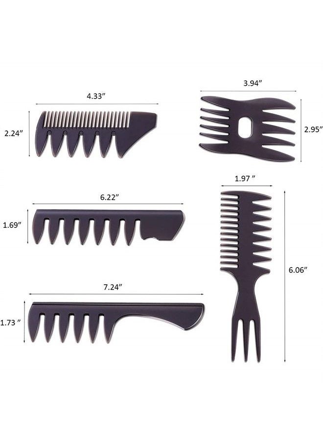 EastyGold - Styling Hair Comb Set Salon Barber Hairstylist Comb 5 Pack Professional Hair Brush Retro Hairdressing Hair Care Style Accessory Double-sided for Men Boy Gentleman - Image 1