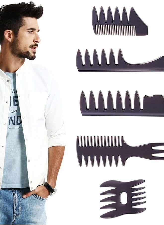 EastyGold - Styling Hair Comb Set Salon Barber Hairstylist Comb 5 Pack Professional Hair Brush Retro Hairdressing Hair Care Style Accessory Double-sided for Men Boy Gentleman - Image 1