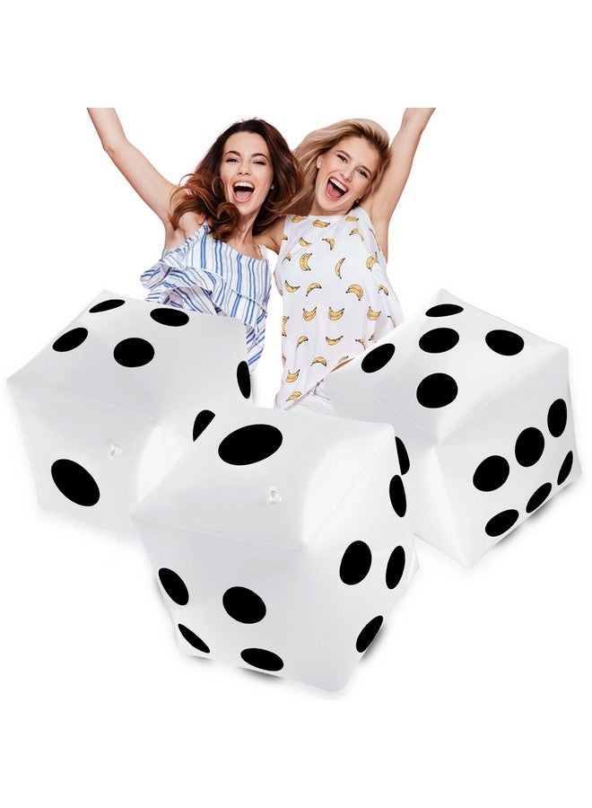 Blulu 3 Pack Inflatable Dice Jumbo Giant Inflatable Dice Large Inflatable Dice For Indoor Outdoor Broad Game Ludo Pool Party Favor(20 Inch,White) - Image 1