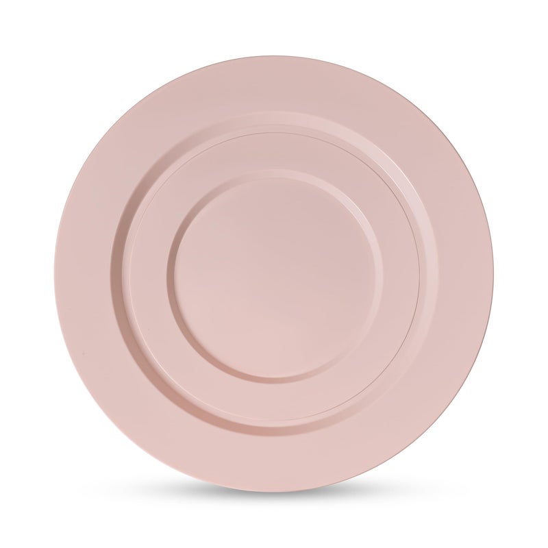 Munfix 100 Pink Plastic Plates Set  50 Pcs 10 Inch Plastic Dinner Plates and 50 Pcs 7 Inch Plastic Dessert Plates  Elegant Fancy Heavy Duty Disposable Plates for Party  Wedding  Pink - Image 2