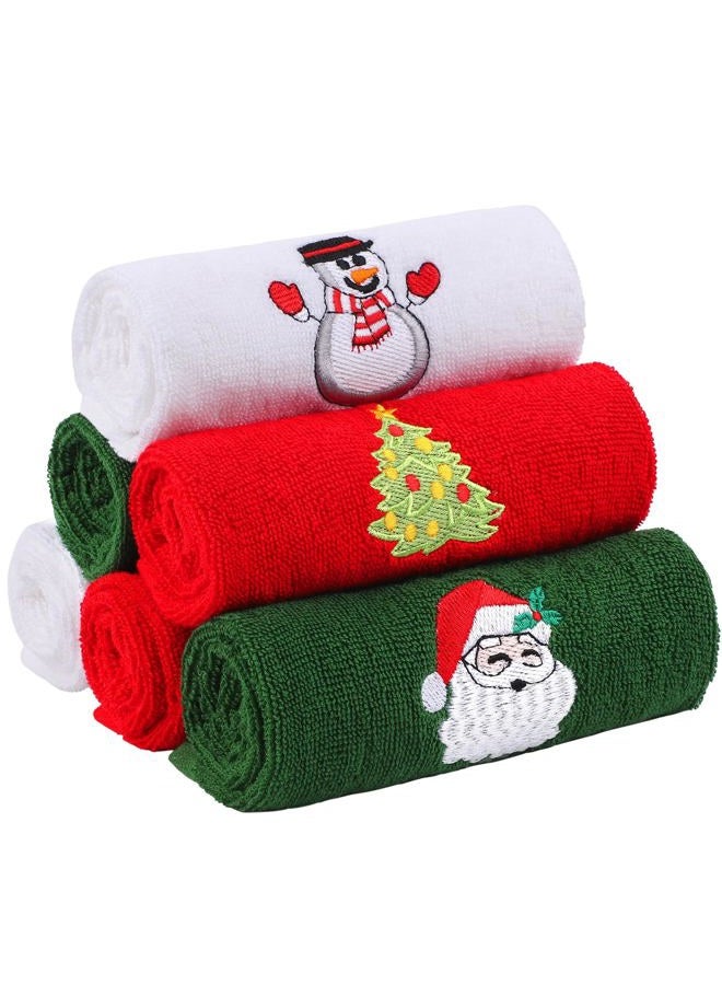 Aneco 6 Pack Christmas Hand Towels Washcloths 12 x 18 inch 100% Pure Cotton Towels Bathroom Decorative Dish Towels Set, Christmas Pattern Design Christmas Towels Gift Set, 3 Colors - Image 1