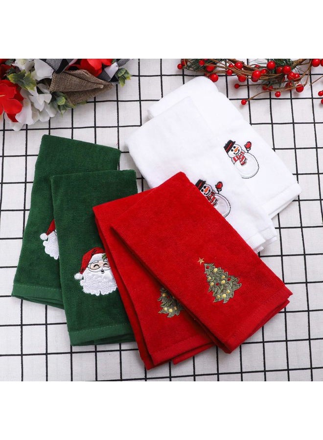 Aneco 6 Pack Christmas Hand Towels Washcloths 12 x 18 inch 100% Pure Cotton Towels Bathroom Decorative Dish Towels Set, Christmas Pattern Design Christmas Towels Gift Set, 3 Colors - Image 3