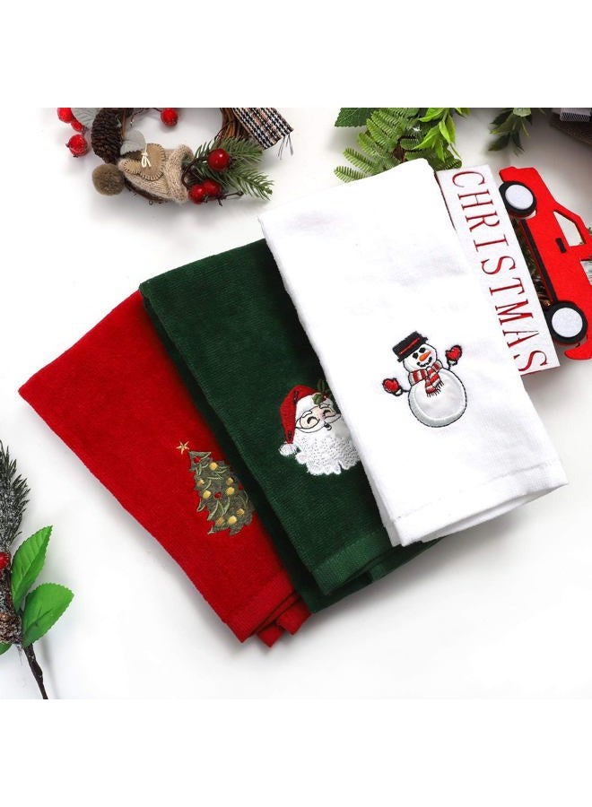 Aneco 6 Pack Christmas Hand Towels Washcloths 12 x 18 inch 100% Pure Cotton Towels Bathroom Decorative Dish Towels Set, Christmas Pattern Design Christmas Towels Gift Set, 3 Colors - Image 5