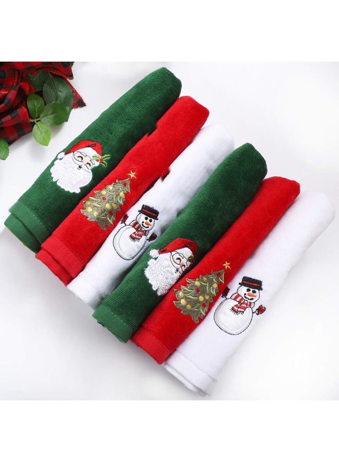 Aneco 6 Pack Christmas Hand Towels Washcloths 12 x 18 inch 100% Pure Cotton Towels Bathroom Decorative Dish Towels Set, Christmas Pattern Design Christmas Towels Gift Set, 3 Colors - Image 4