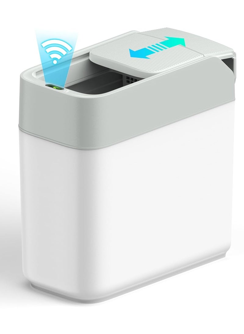 Slim Motion Sensor Trash Can 12L – Touchless Slide Lid Waste Bin with Auto Bag Adsorption, Odor Control, and Dual Power for Bathroom, Kitchen, Bedroom, or Office  - Image 1