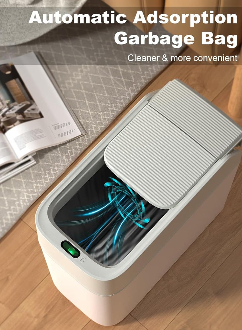 Slim Motion Sensor Trash Can 12L – Touchless Slide Lid Waste Bin with Auto Bag Adsorption, Odor Control, and Dual Power for Bathroom, Kitchen, Bedroom, or Office  - Image 3