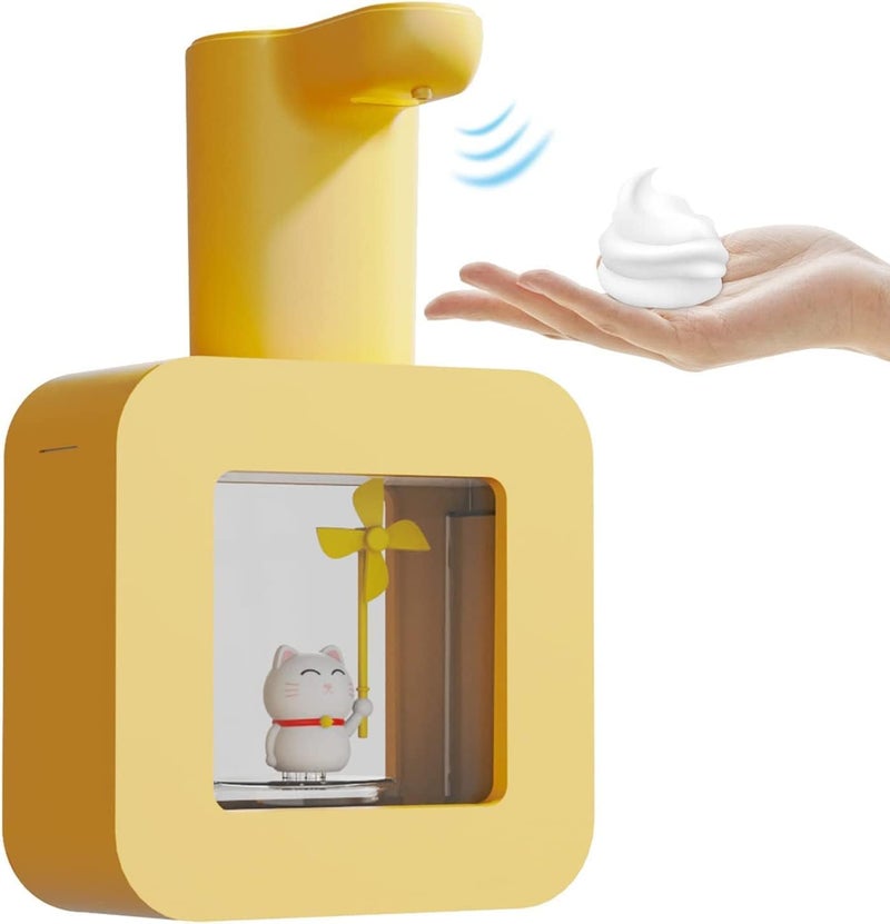 Excefore Automatic Soap Dispenser,Cute Cat Touchless Soap Dispenser with Night Light,400ml Kids Soap Dispenser,Rechargeable Wall Mounted Soap Dispenser for Kitchen, Bathroom, School, Office - Image 1