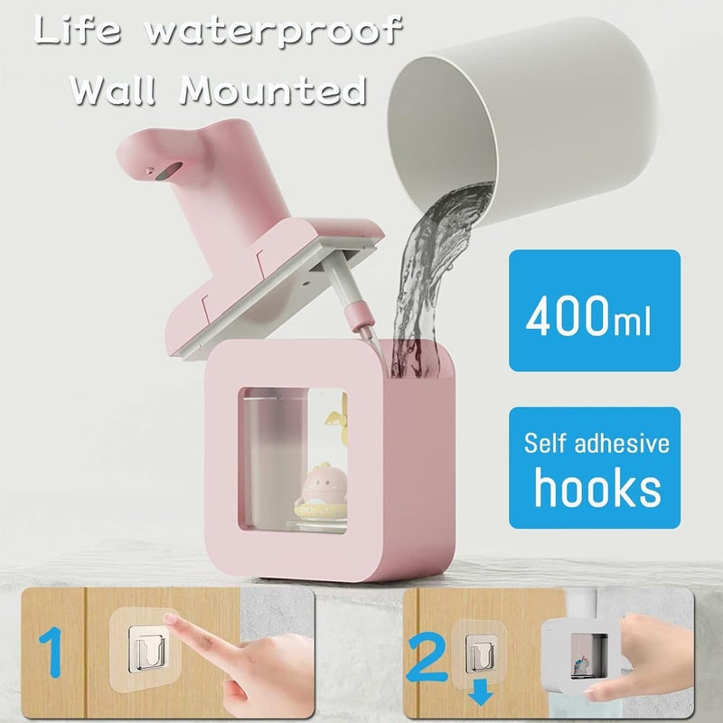 Excefore Automatic Soap Dispenser,Cute Cat Touchless Soap Dispenser with Night Light,400ml Kids Soap Dispenser,Rechargeable Wall Mounted Soap Dispenser for Kitchen, Bathroom, School, Office - Image 4