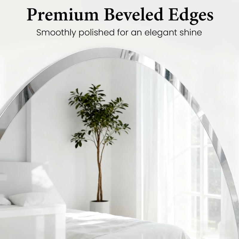 Pocetry 20"x28" Frameless Oval Bathroom Mirror, Beveled Vanity Mirror with Solid Backing, Flush Mount Wall Mirror for Small Powder Rooms, Over Sink & Entryway, Vertical/Horizontal Hang - Image 3