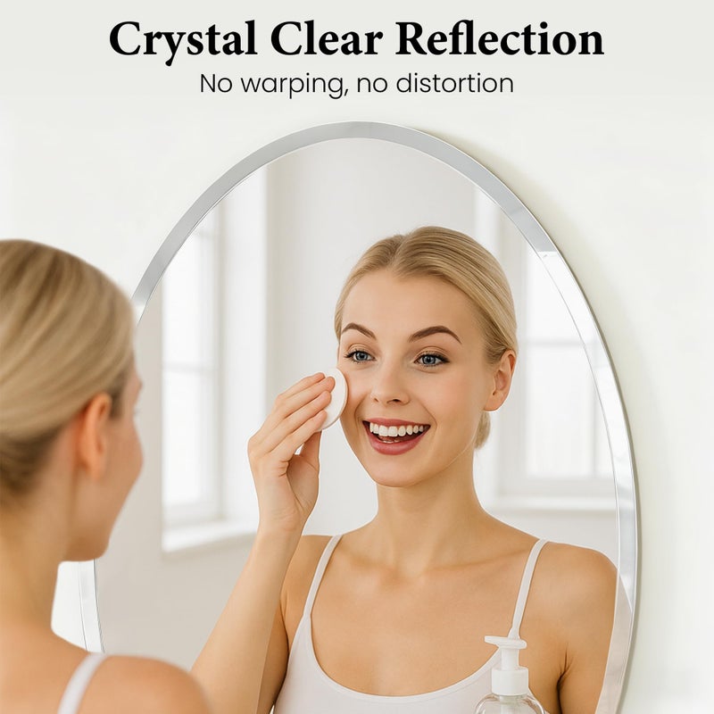 Pocetry 20"x28" Frameless Oval Bathroom Mirror, Beveled Vanity Mirror with Solid Backing, Flush Mount Wall Mirror for Small Powder Rooms, Over Sink & Entryway, Vertical/Horizontal Hang - Image 4