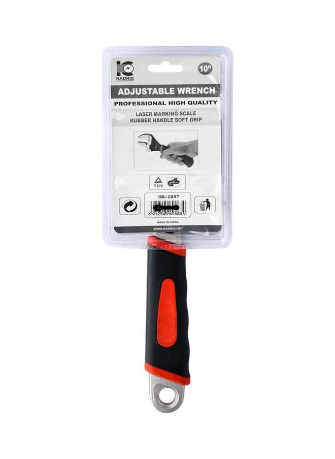 KADRIS - 10 Inch Cabon Steel Adjustable Wrench, Extra Wide Jaw Opening, Heat Treated Chrome Plated Drop Forged, Hand Rubber Grip - Image 1