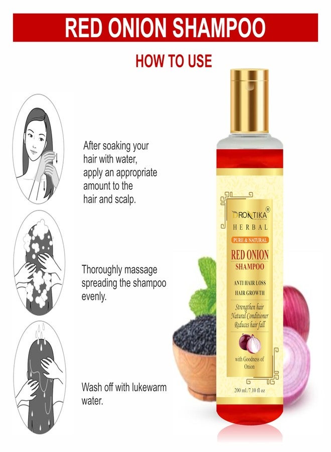 Drontika Natural Red Onion Shampoo With Red Onion Seed Oil Extract, Black Seed Oil & Pro-Vitamin B5 (800ML) - Image 4