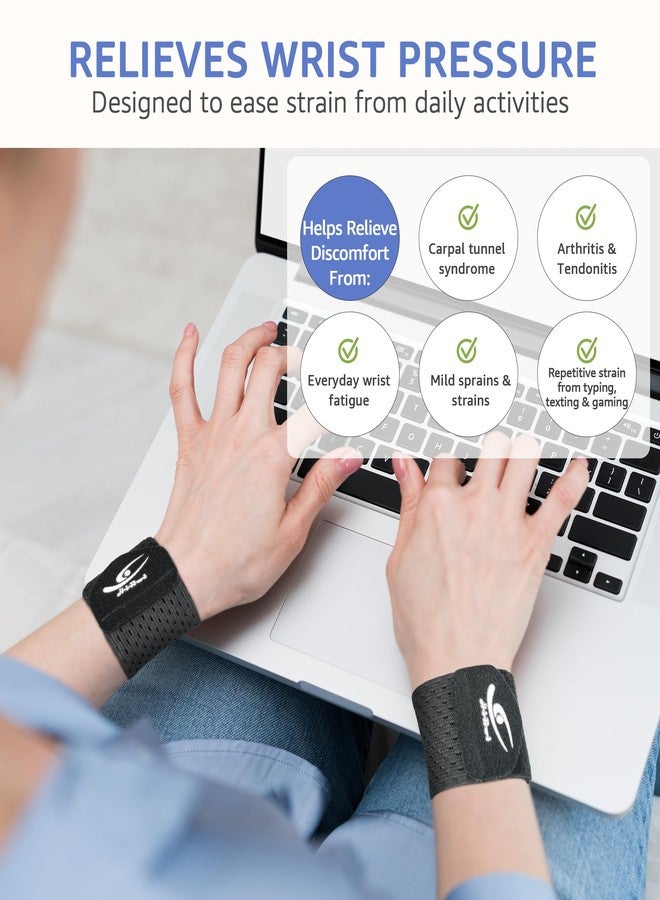 HiRui Wrist Compression Wraps 2-Pack, Wrist Brace Wrist Support for Sports, Mouse Hand, Mother's Hand, Carpal Tunnel Arthritis, Tendonitis - Premium Elastic & Breathable Mesh Fabric, One Size (Black) - Image 5