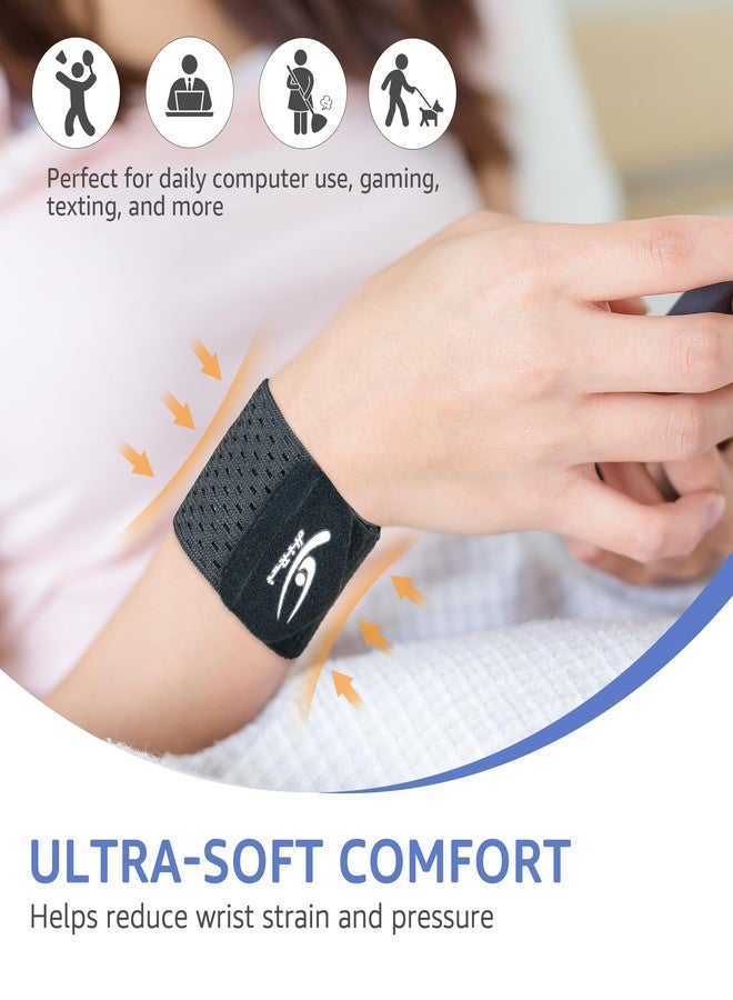 HiRui Wrist Compression Wraps 2-Pack, Wrist Brace Wrist Support for Sports, Mouse Hand, Mother's Hand, Carpal Tunnel Arthritis, Tendonitis - Premium Elastic & Breathable Mesh Fabric, One Size (Black) - Image 4