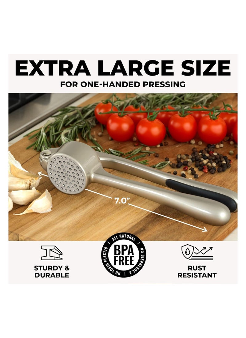 Generic Garlic Press Set,Bigger Bowl Bigger Garlic,Rust Proof,Dishwasher Safe Garlic Mincer Tool - Easy-Squeeze, Easy-Clean Silicone Garlic Peeler  Brush  - Image 2