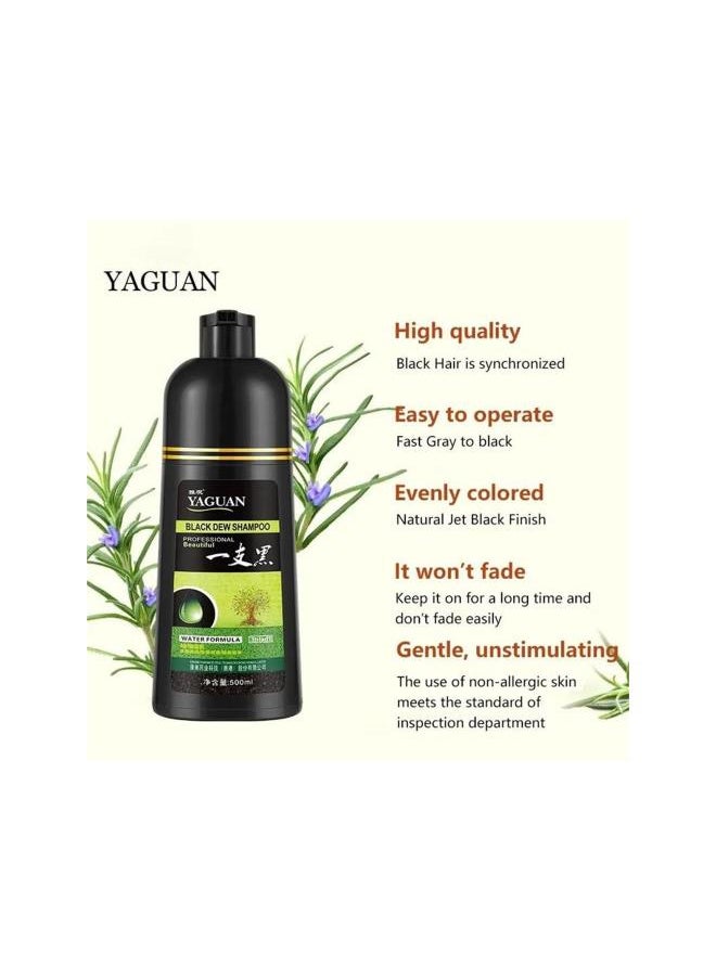 Generic - Yaguan Herbal Shampoo Hair Dye, Yaguan Black Dew Shampoo, Yaguan Brown Dew Shampoo, Yaguan Herbal Blackening Shampoo，3 in 1 Natural Permanent Herbal Hair Coloring Shampoo (Black 2pc) - Image 1