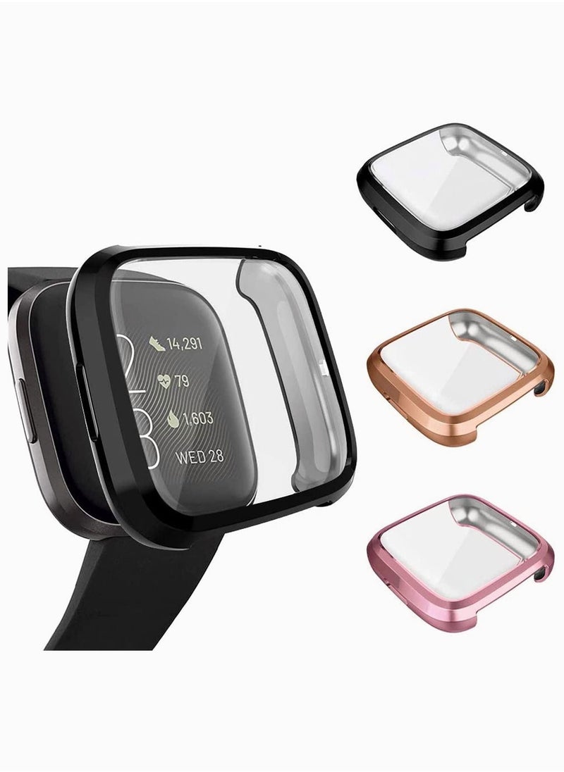 SYOSI - Screen Protector Case, Fit for Versa 2 Case, Ultra-Thin Slim Soft TPU Protective Case All-Around Full Cover Bumper Shell for Versa 2 Smart Watch 3 Pack - Image 1
