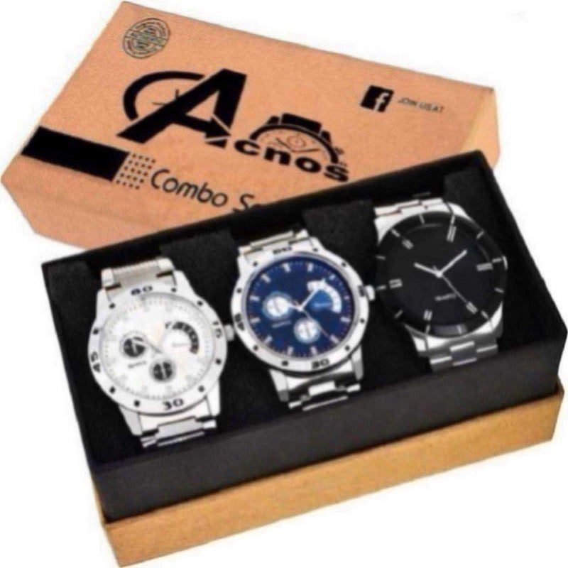 Acnos® Premium Special Super Quality Analog Watches Combo Look Like Handsome for Boys and Mens Pack of - 3(STLKON-BLK-Blue-SILVR) - Image 4