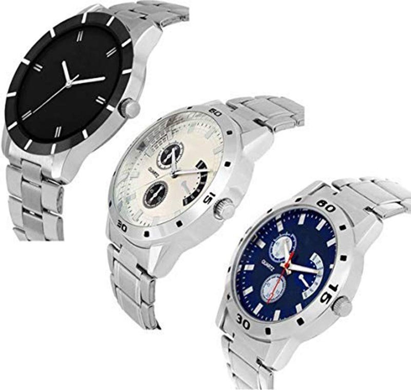 Acnos® Premium Special Super Quality Analog Watches Combo Look Like Handsome for Boys and Mens Pack of - 3(STLKON-BLK-Blue-SILVR) - Image 2